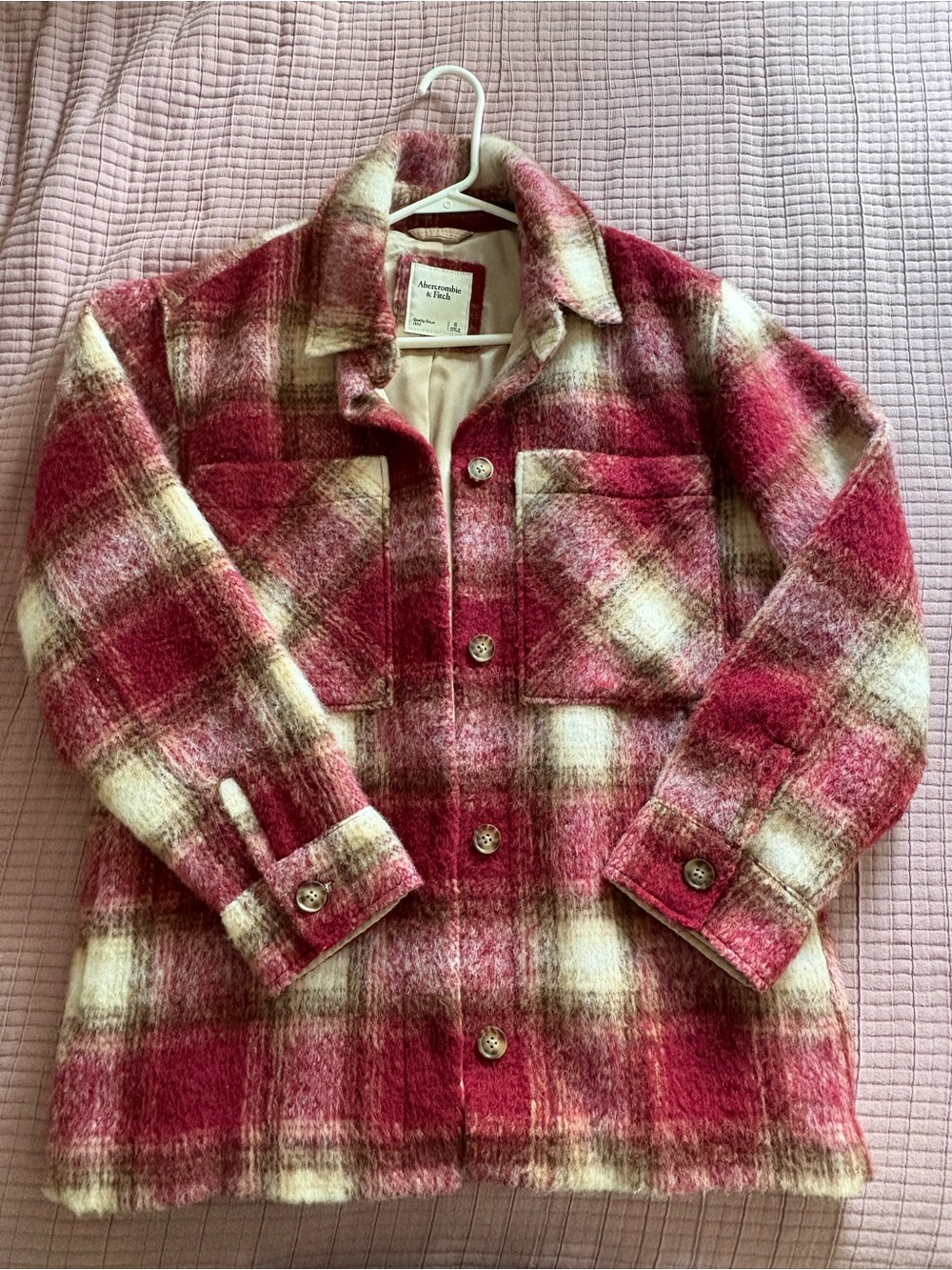 Abercrombie & Fitch Red/Cream Plaid Jacket